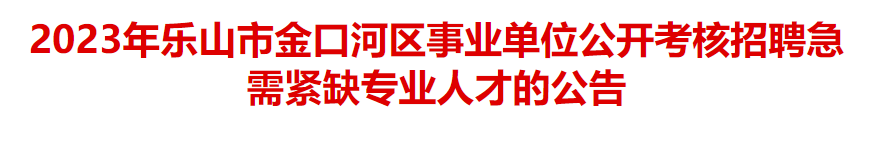平地起：2023年乐山市金口河区事业单位公开考核招聘急需紧缺专业人才的公告_国企招聘信息_求职找工作